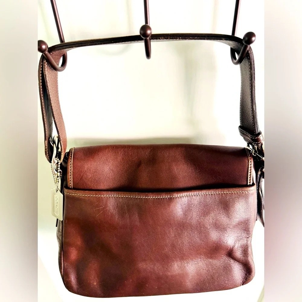 Vintage Coach Patricia Legacy Brown Leather Flap Crossbody Bag